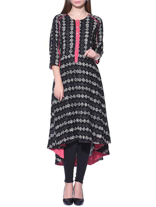 black hand dyed cotton asymmetrical dress - 12082361 - Very Small Image - 1