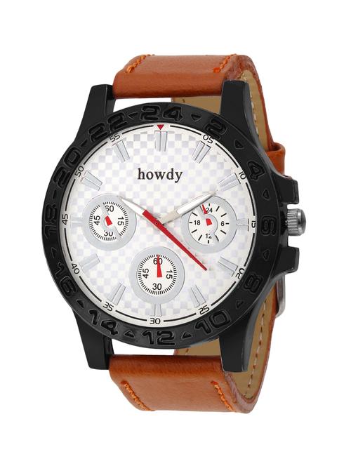 brown leather strap chronograph watch - 12082478 - Very Small Image - 1