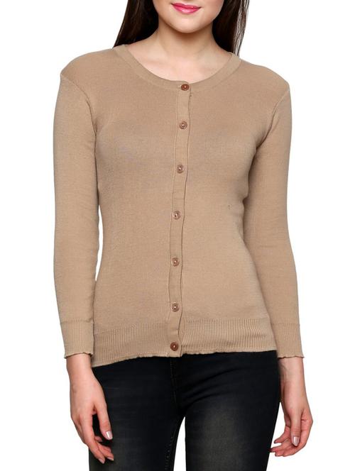 beige cotton regular cardigan - 12082720 - Very Small Image - 1