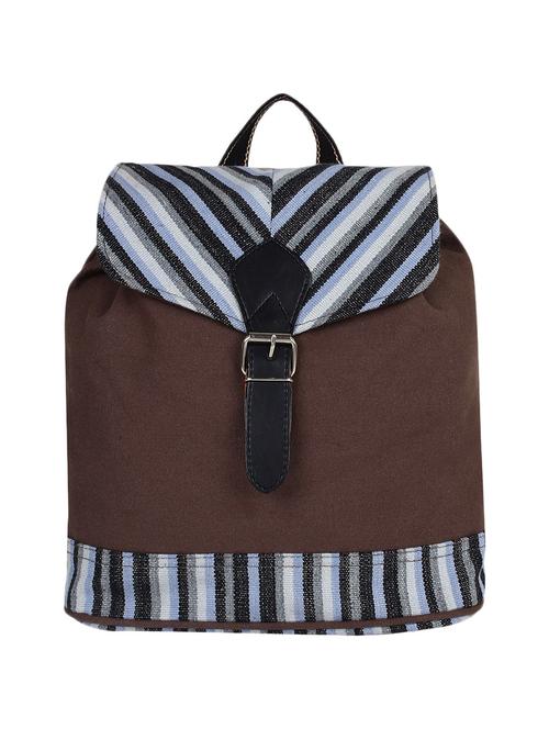 brown canvas printed backpack - 12083070 - Very Small Image - 1