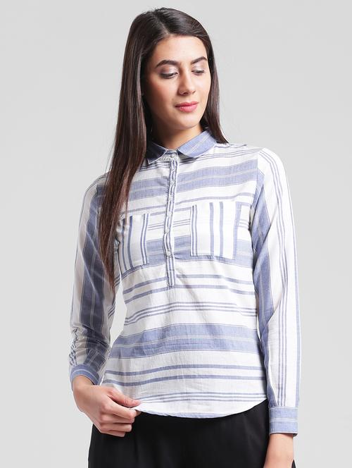 pocket patch striped shirt - 12084427 - Very Small Image - 1