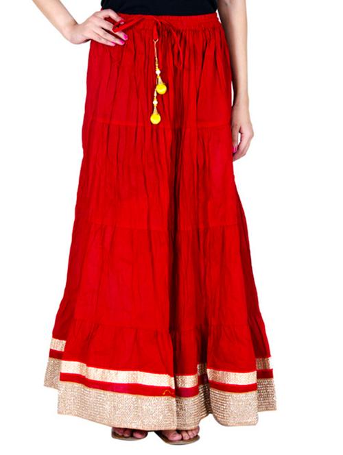 red cotton maxi skirt - 12086494 - Very Small Image - 1