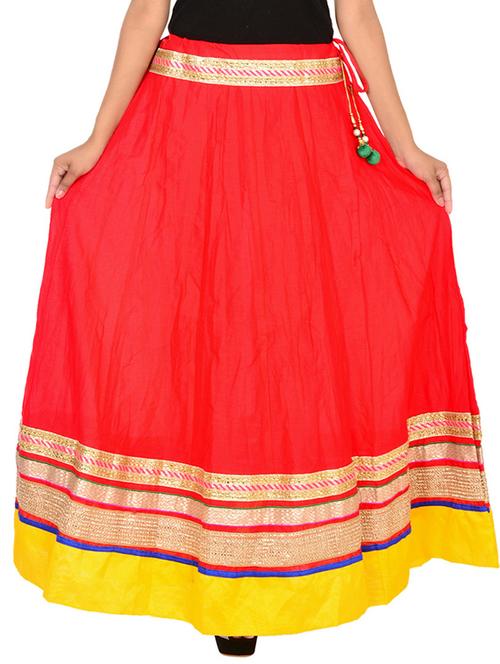 red cotton a-line skirt - 12086554 - Very Small Image - 1