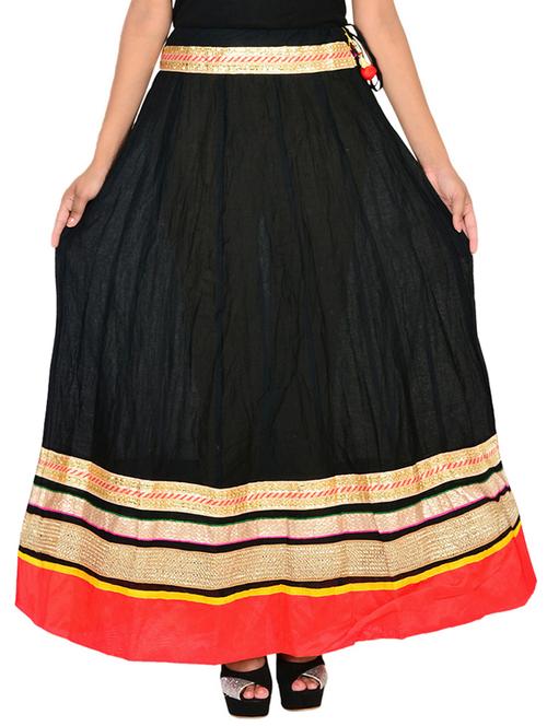 black cotton flared skirt - 12086559 - Very Small Image - 1