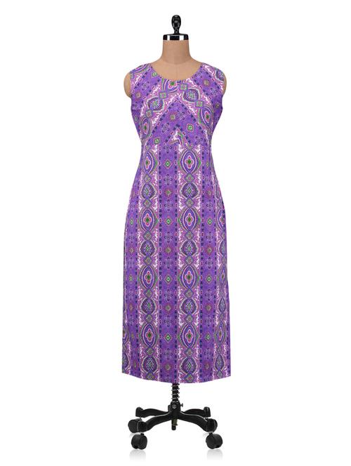 purple printed cotton kurta - 1208857 - Very Small Image - 1