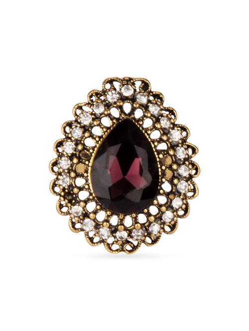 gold alloy stone studded ring - 12091690 - Very Small Image - 1