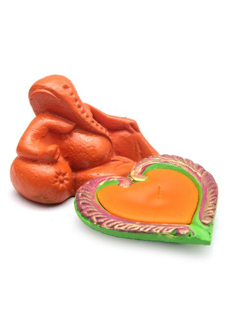 resting ganesha idol with hear shaped t-light - 12092388 - Very Small Image - 1