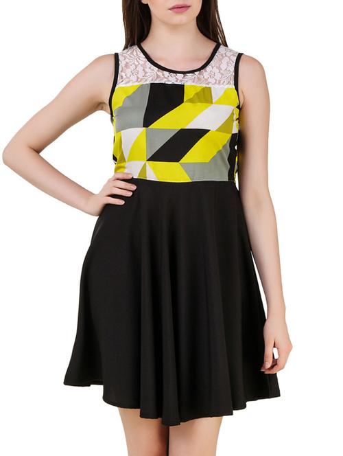 black crepe fit & flare dress - 12092656 - Very Small Image - 1