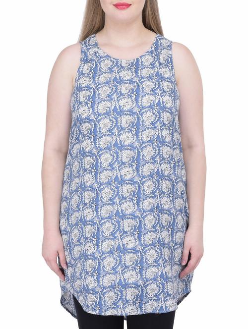 blue floral cotton tunic - 12096393 - Very Small Image - 1