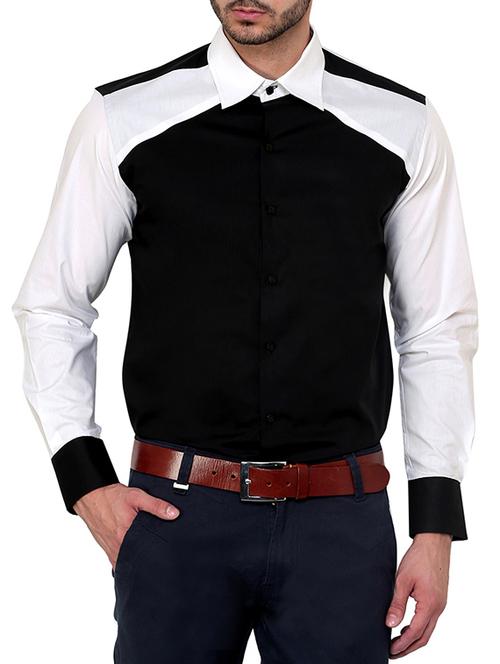 black color block casual shirt - 12096533 - Very Small Image - 1
