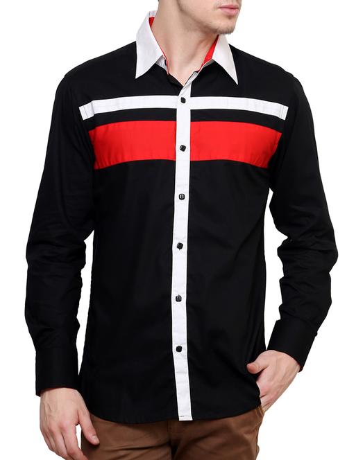 black colour block cotton casual shirt - 12096553 - Very Small Image - 1