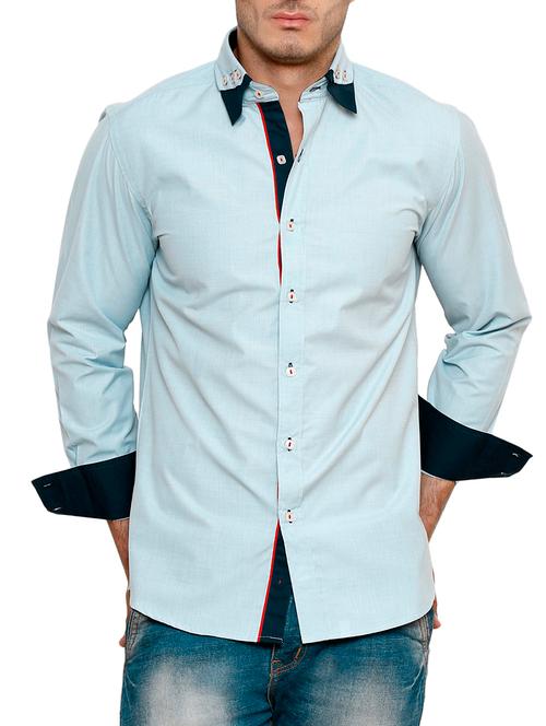 light blue solid casual shirt - 12096561 - Very Small Image - 1