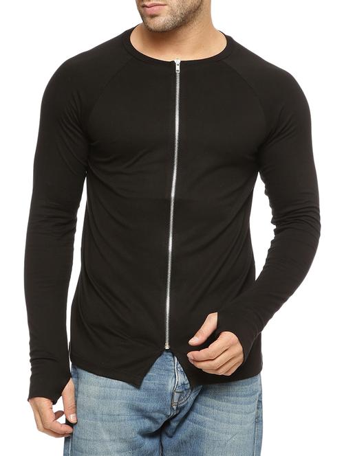 black solid thumbhole t-shirt - 12097518 - Very Small Image - 1