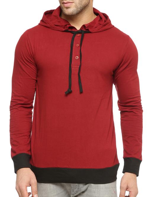 solid maroon cotton sweatshirt - 12097526 - Very Small Image - 1