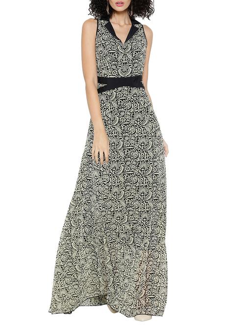 black poly georgette maxi dress - 12097856 - Very Small Image - 1