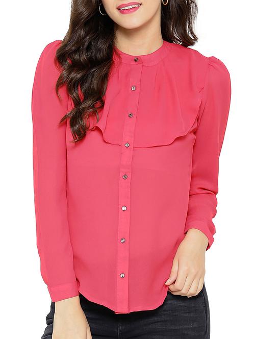 pink poly georgette regular shirt - 12097876 - Very Small Image - 1