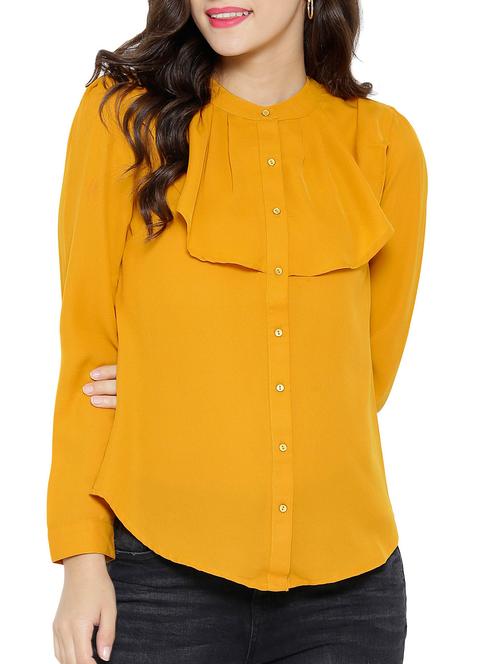 yellow poly georgette regular shirt - 12097877 - Very Small Image - 1