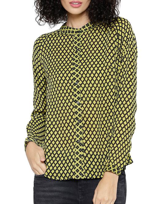 yellow poly georgette regular shirt - 12097878 - Very Small Image - 1