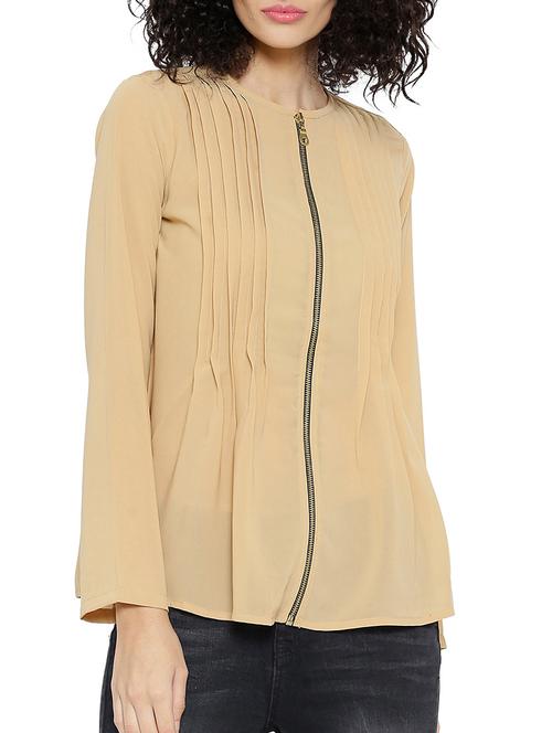 beige poly georgette top - 12097927 - Very Small Image - 1