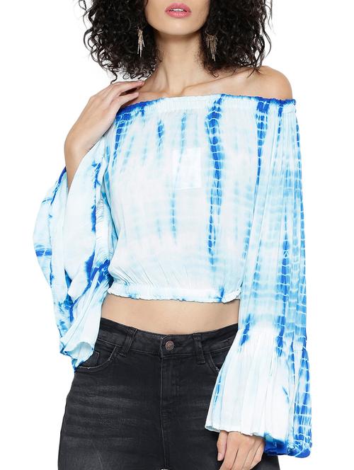 blue rayon crop top - 12097932 - Very Small Image - 1