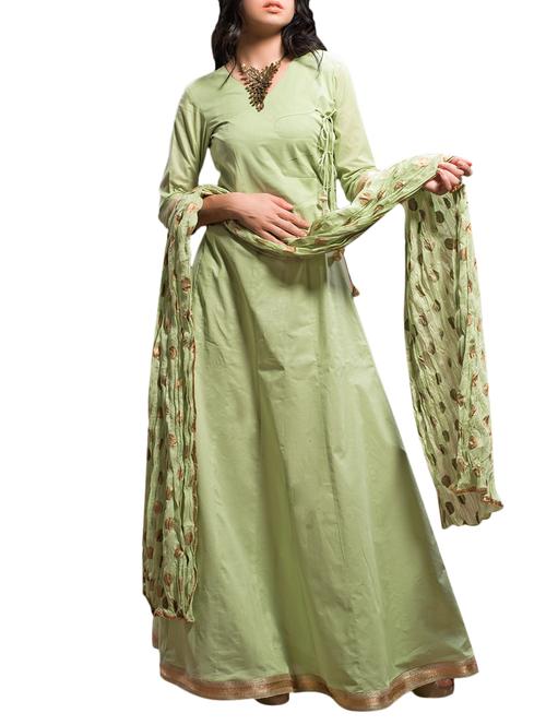 green anarkali stitched suit - 12097981 - Very Small Image - 1