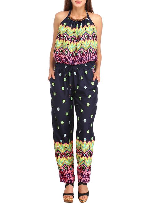 blue crepe full leg  jumpsuit - 12098098 - Very Small Image - 1