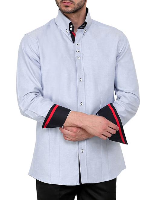 light blue solid casual shirt - 12099514 - Very Small Image - 1