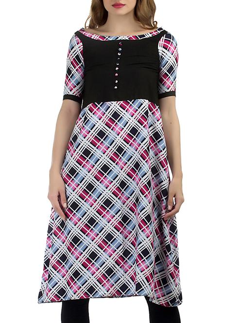 a-line checkered kurta - 12100445 - Very Small Image - 1