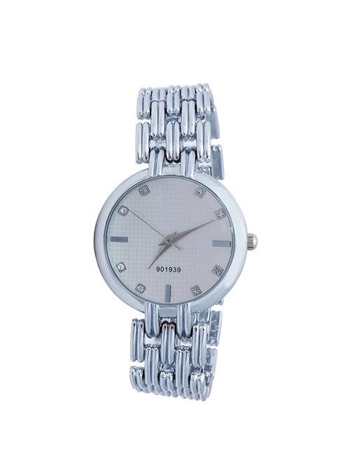 silver color, analog wrist watch with embellished stone - 12101237 - Very Small Image - 1