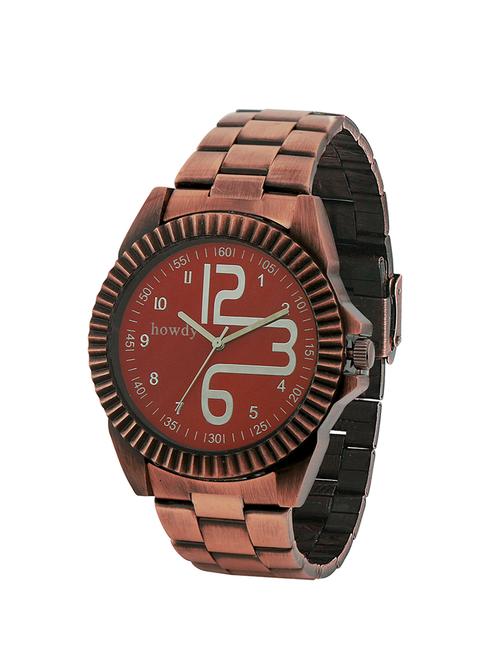 copper color, analog watch with stainless steel strap - 12101712 - Very Small Image - 1