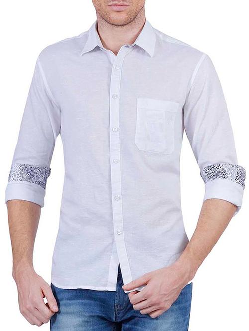 white linen casual shirt - 12103099 - Very Small Image - 1