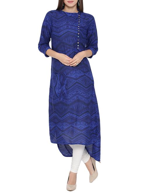 blue rayon indigo kurta - 12103424 - Very Small Image - 1