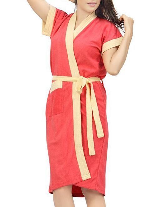 be you fashion red cotton bathrobe - 12107960 - Very Small Image - 1