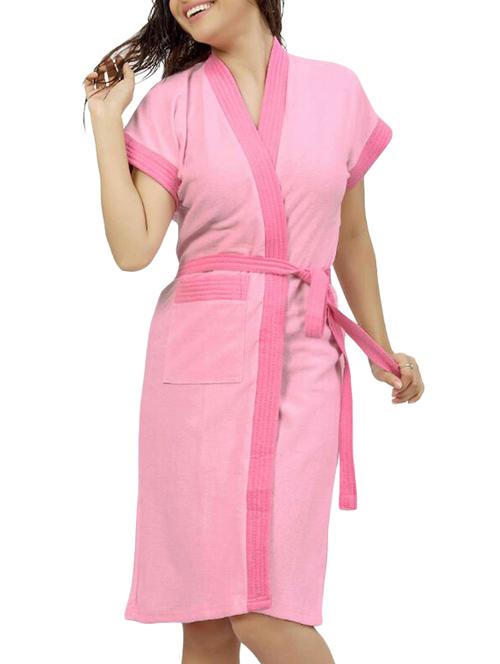 pink cotton bathrobe - 12107964 - Very Small Image - 1