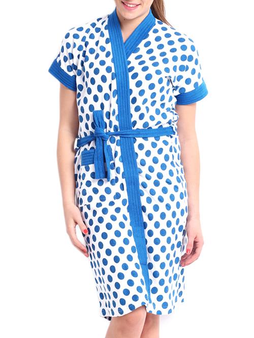 blue cotton bathrobe - 12107986 - Very Small Image - 1