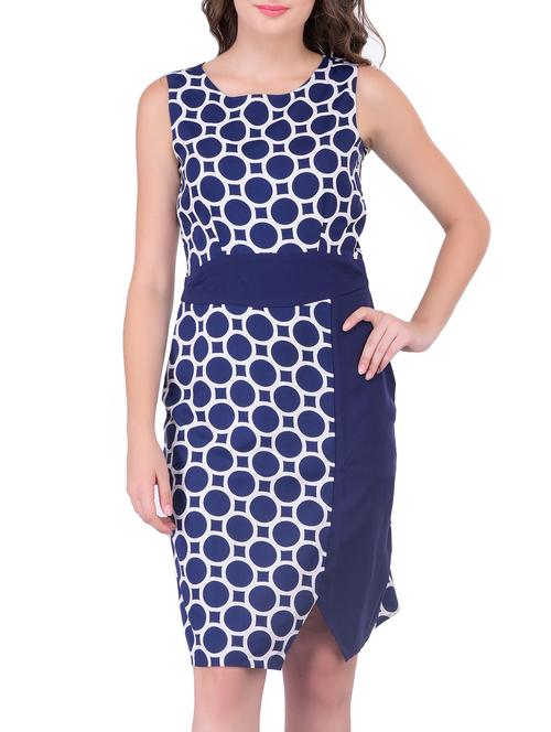 blue crepe sheath dress - 12108116 - Very Small Image - 1
