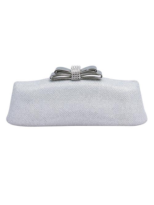 white bow clasped metallic clutch - 1210920 - Very Small Image - 1