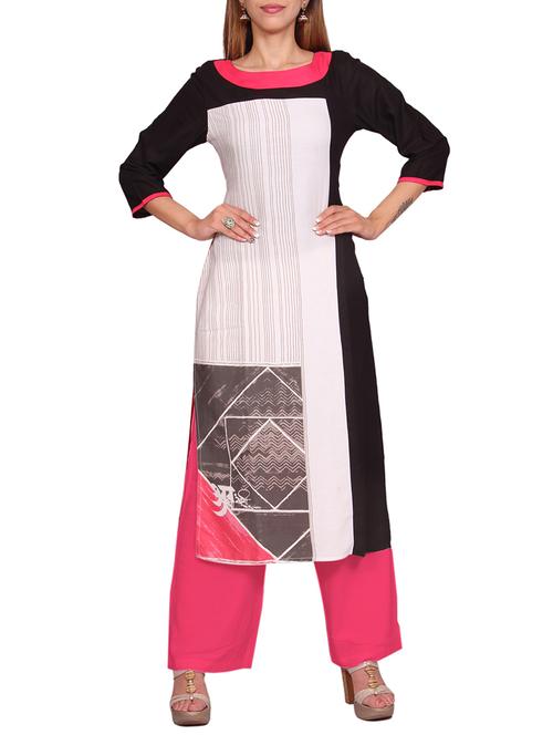 white rayon straight kurta - 12114597 - Very Small Image - 1