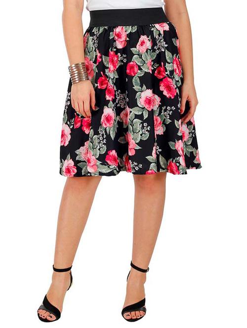 black crepe flared skirts - 12114714 - Very Small Image - 1