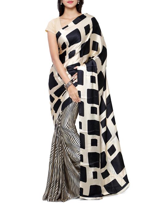 black half and half saree with blouse - 12115164 - Very Small Image - 1