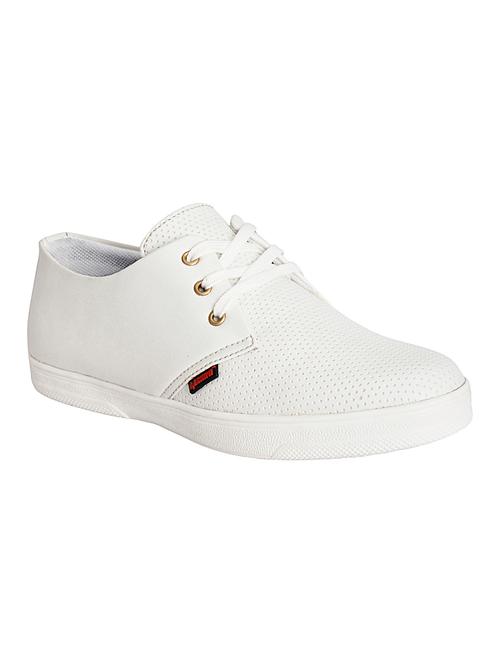 white synthetic lace up sneakers - 12115413 - Very Small Image - 1