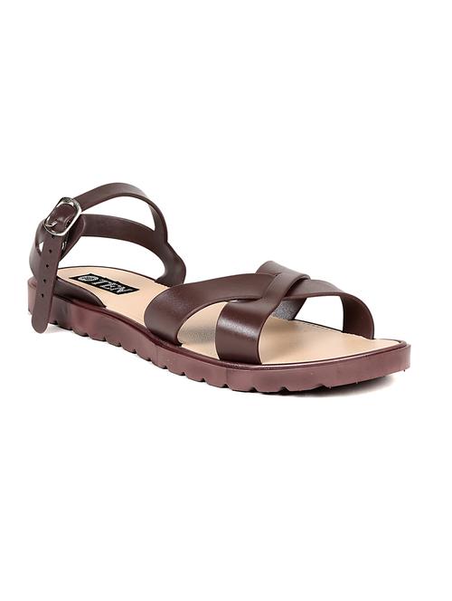 brown pvc slip on sandals - 12115463 - Very Small Image - 1