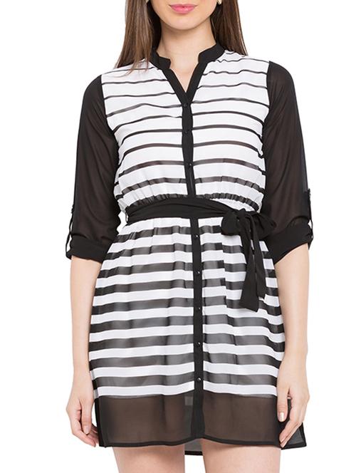 black striped cotton dress - 12115925 - Very Small Image - 1