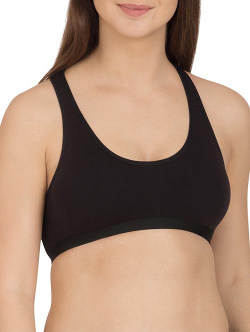 solid black cotton sports bra - 12116062 - Very Small Image - 1