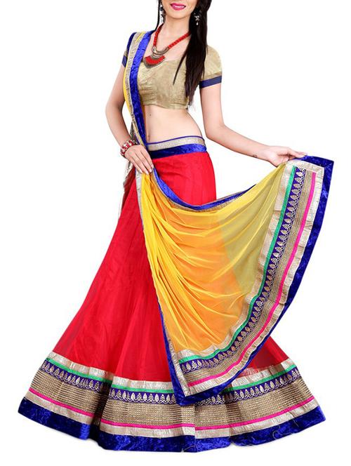 red net lehenga - 12118202 - Very Small Image - 1