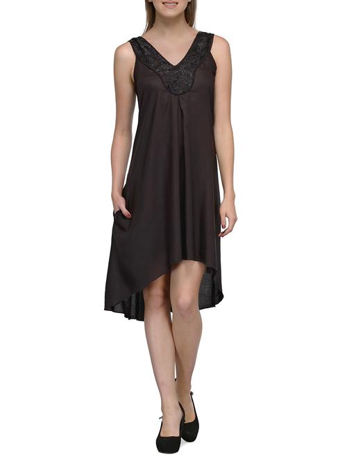 solid black viscose dress - 12118942 - Very Small Image - 1