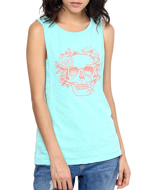 aqua blue printed cotton tee - 12123080 - Very Small Image - 1