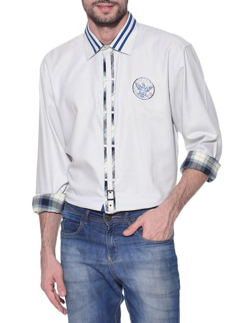 white cotton casual shirt - 12125101 - Very Small Image - 1