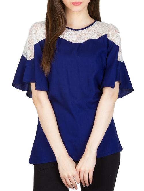 dark blue viscose regular top - 12125387 - Very Small Image - 1