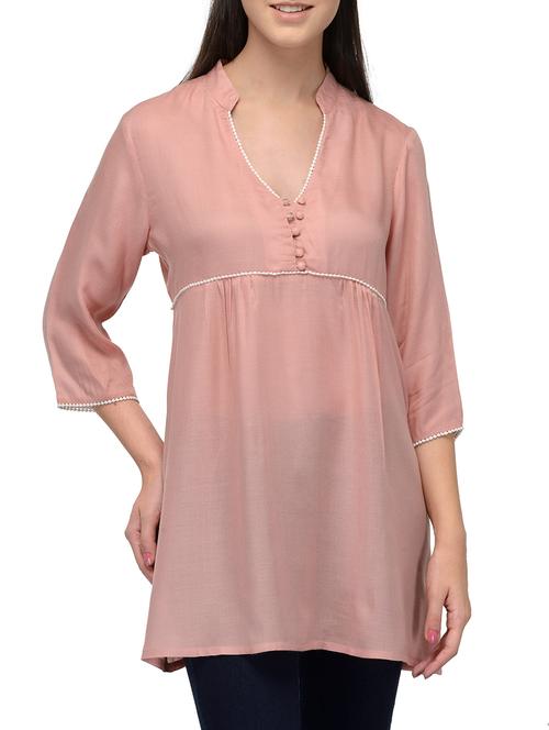 peach viscose top - 12125418 - Very Small Image - 1